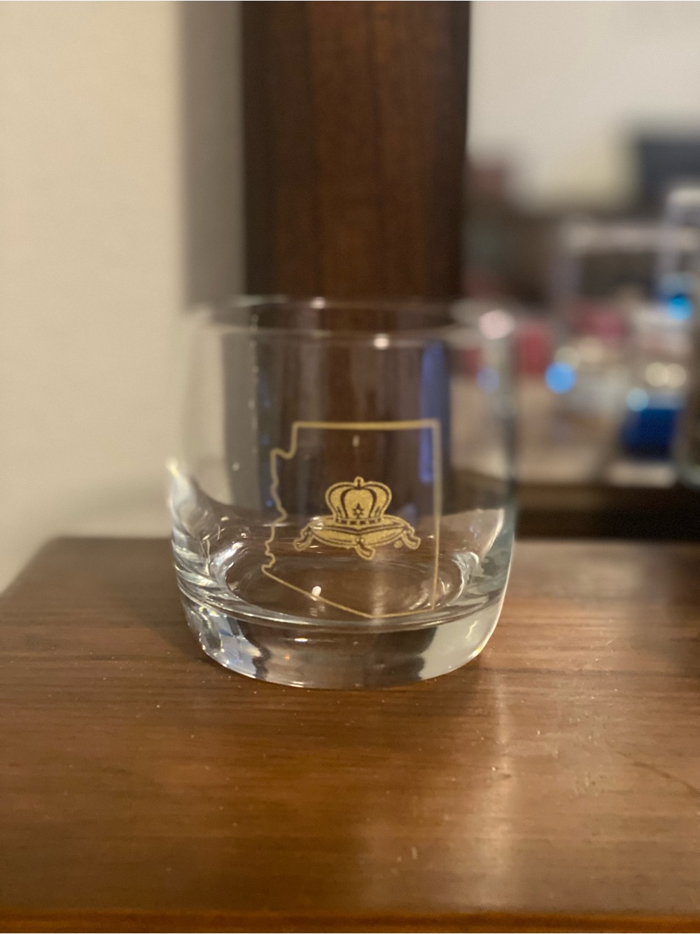Vintage Crown Royal Glass with Gold Arizona State Outline